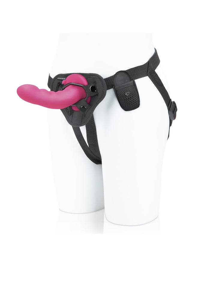 Electric Eel - Pegasus - 6 Inch Curved Vibrating Ripple Peg With Harness - Pink - Stag Shop