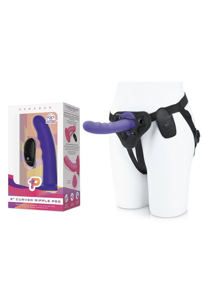 Electric Eel - Pegasus - 6 Inch Curved Vibrating Waved Peg With Harness - Purple - Stag Shop