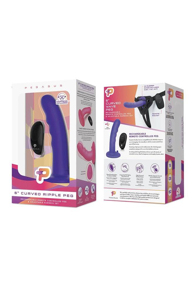 Electric Eel - Pegasus - 6 Inch Curved Vibrating Waved Peg With Harness - Purple - Stag Shop