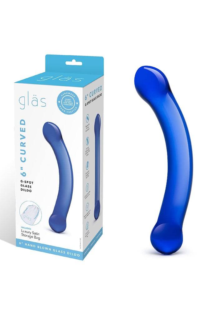 Gläs - 6-inch Curved Glass Dildo - Blue - Stag Shop
