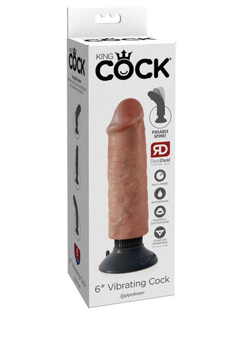 Pipedream - King Cock - Vibrating Realistic Cock - 6 inch - Tan - Stag Shop