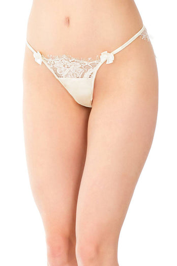 Coquette - 7009 - Satin Lace Panty - Ivory - Stag Shop