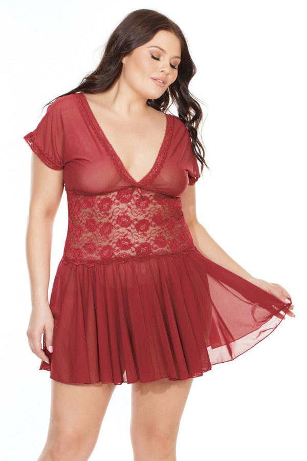 Coquette - 7039X - Chemise - Merlot - OS/XL - Stag Shop