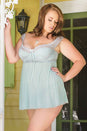 Coquette - 7052 - Babydoll and G-String - Misty Blue/Grey - Stag Shop