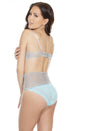Coquette - 7055 - Bra and Crotchless Panty - Misty Blue/Grey - OS - Stag Shop