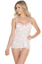 Coquette - 7058 - Babydoll and G-String - White/Pink - Stag Shop
