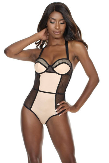 Coquette - 7094 - Teddy - Nude/Black - Stag Shop
