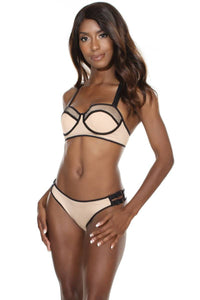 Thumbnail for Coquette - 7095 - Bra and Panty  - Nude/Black - Stag Shop