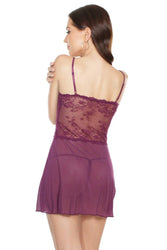 Coquette - 7126 - Babydoll & G-string Set - Plum - OS - Stag Shop