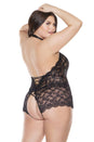 Coquette - 7165X - Crotchless Teddy - Black - OS/XL - Stag Shop