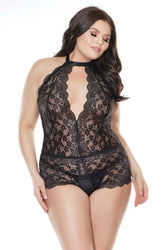 Coquette - 7165X - Crotchless Teddy - Black - OS/XL - Stag Shop