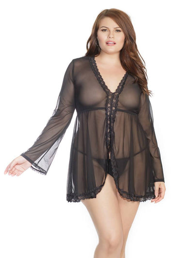 Coquette - 7166X - Babydoll & G-string - Black - OS/XL - Stag Shop