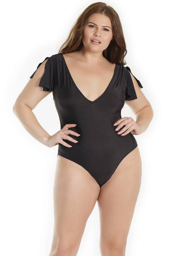 Coquette - 7189X - Cowl Back Teddy - Black - osxl - Stag Shop