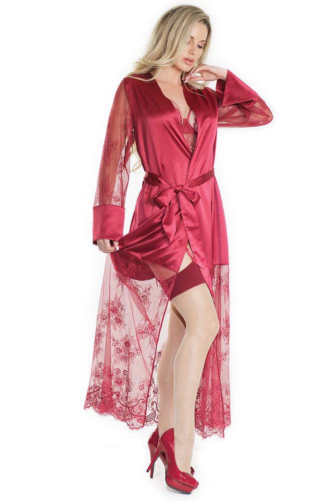 Coquette - 7201 - Long Robe - Merlot - OS - Stag Shop