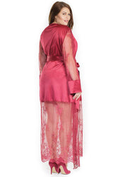 Coquette - 7201X - Long Robe - Merlot - OS/XL - Stag Shop