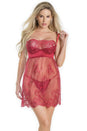 Coquette - 7202 - Babydoll & Crotchless Panty Set - Merlot - Stag Shop