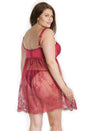 Coquette - 7202 - Babydoll & Crotchless Panty Set - Merlot - Stag Shop