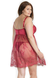 Coquette - 7202 - Babydoll & Crotchless Panty Set - Merlot - Stag Shop