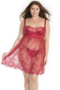 Coquette - 7202 - Babydoll & Crotchless Panty Set - Merlot - Stag Shop