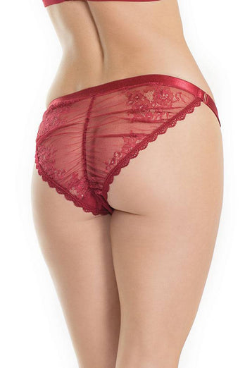 Coquette - 7204 - Ruched Panty - Merlot - OS - Stag Shop