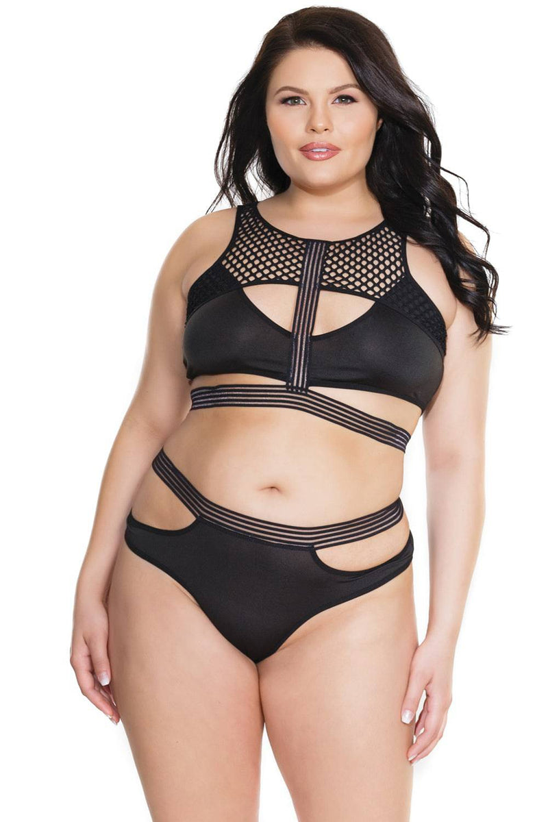 Coquette - 7210X - Bra & Panty Set - Black - OSXL - Stag Shop