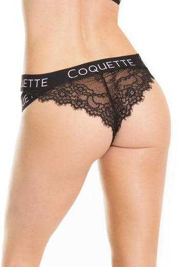 Coquette - 7214 - Lace Panty - Black - OS - Stag Shop