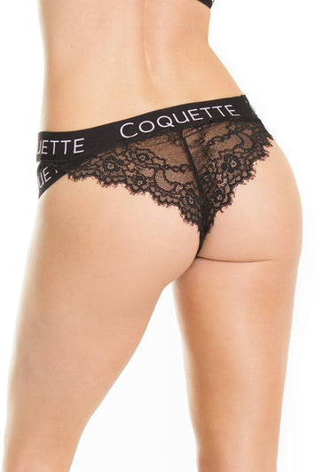 Coquette - 7214 - Lace Panty - Black - OS - Stag Shop