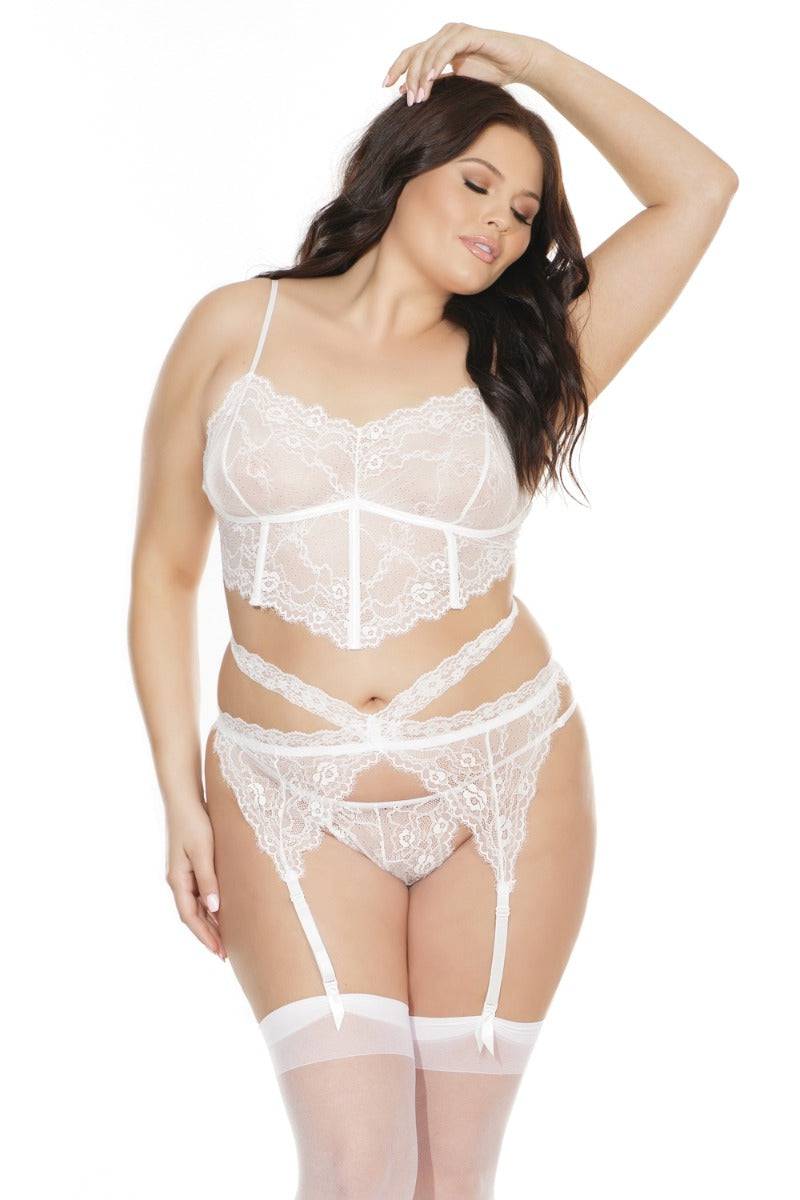 Coquette - 7217 - Bra Garter Belt & G-String Set - Stag Shop