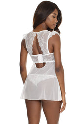Coquette - 7218 - Babydoll & Thong Set - White - OS - Stag Shop