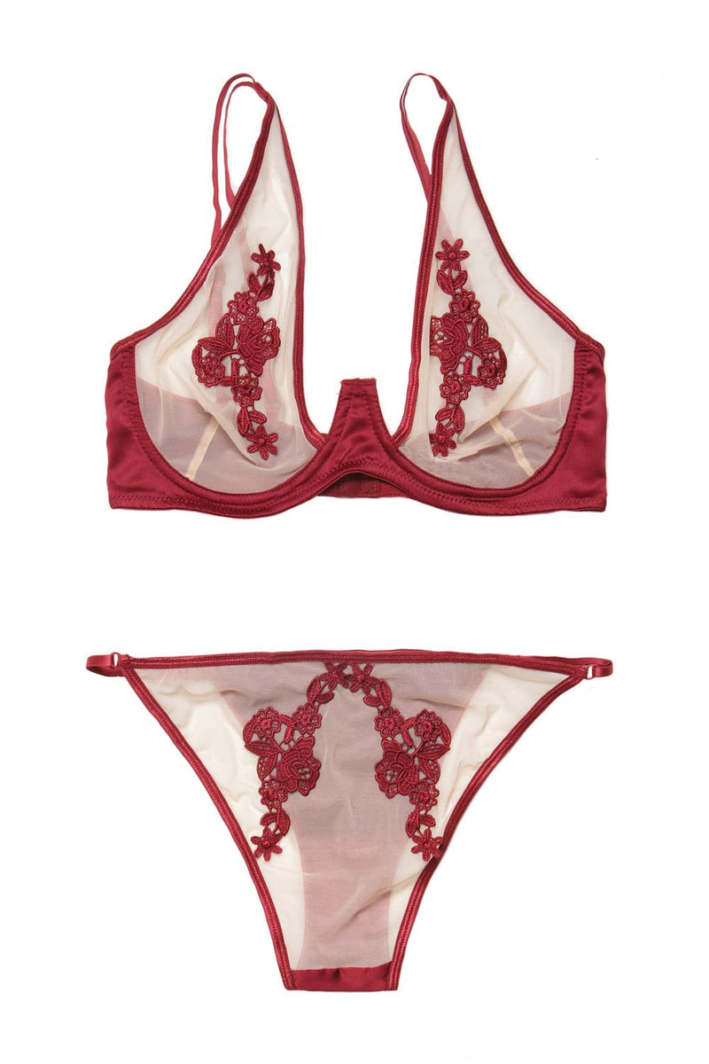 Coquette - 7221 - Bra & Panty Set - Merlot - Stag Shop