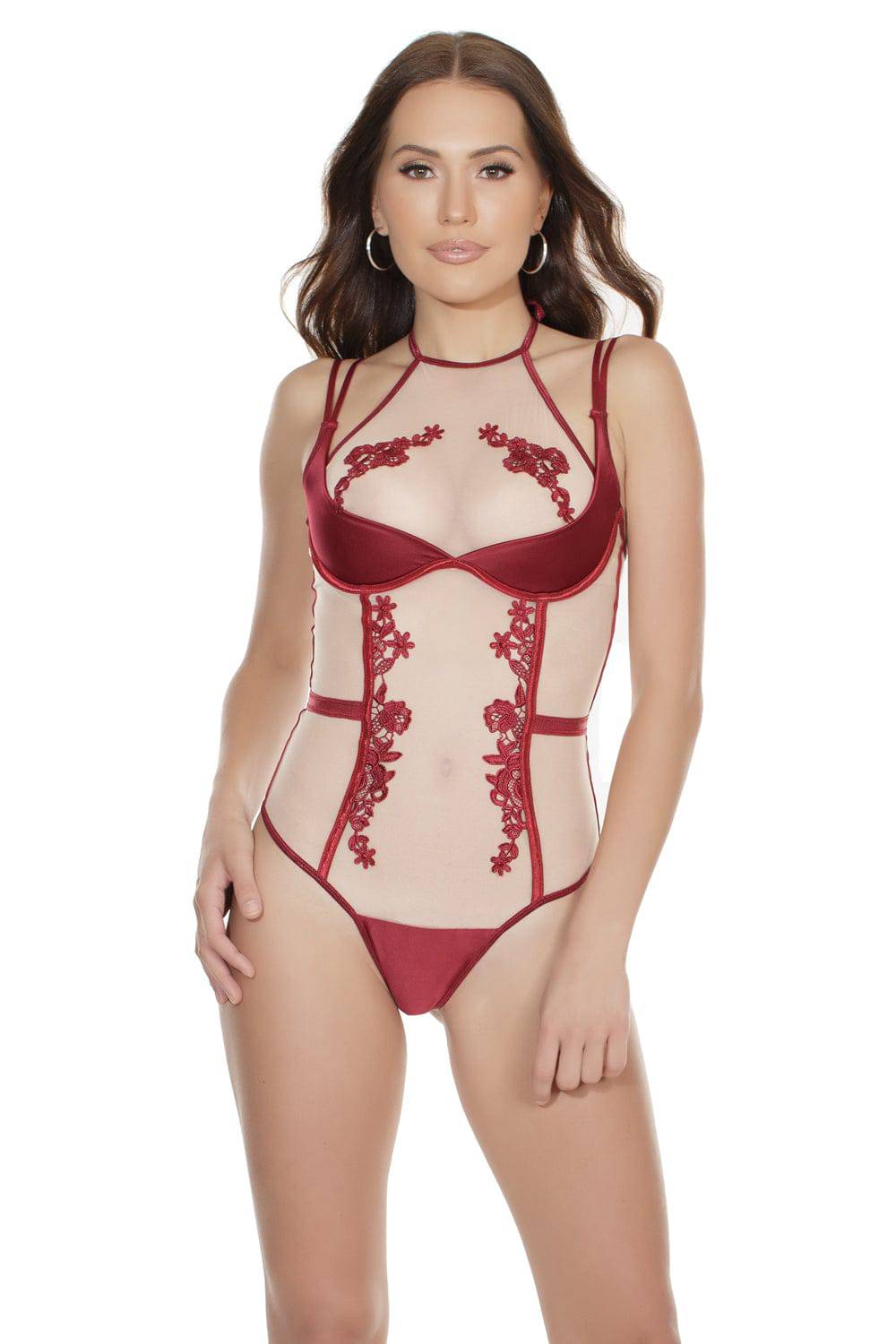 Coquette - 7223 - Halter Teddy - Merlot - Stag Shop