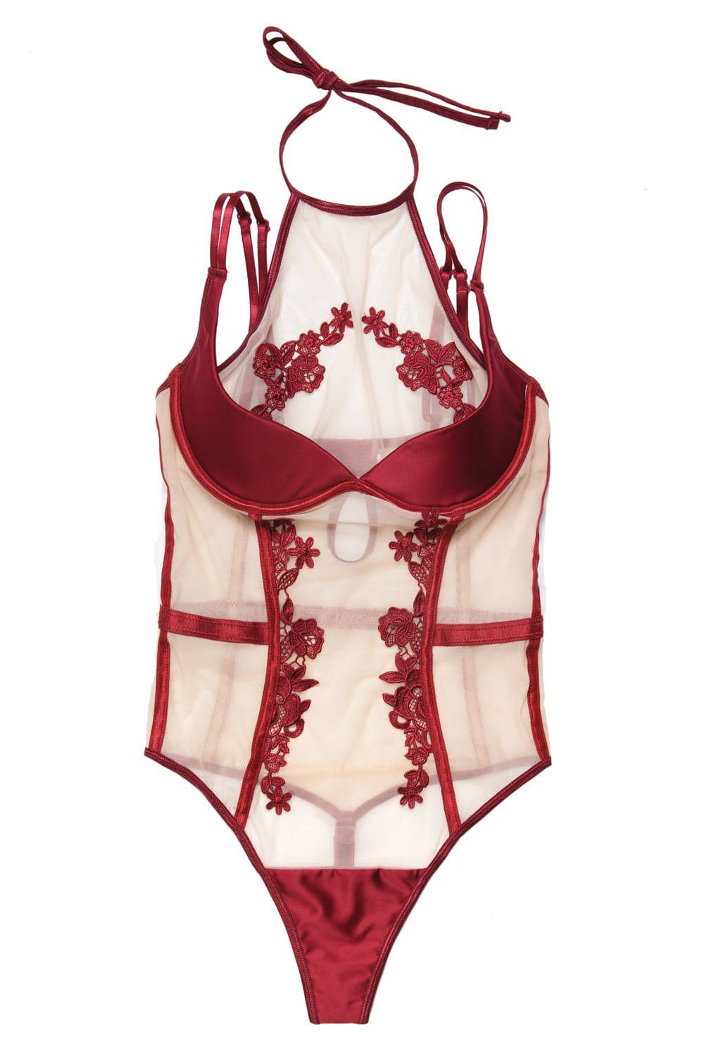 Coquette - 7223 - Halter Teddy - Merlot - Stag Shop