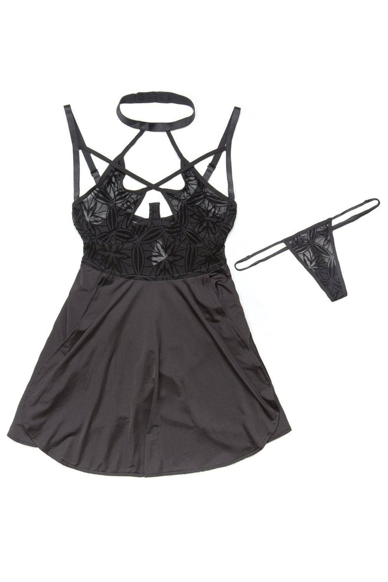 Coquette - 7226 - Babydoll & G-String Set - Black - Stag Shop