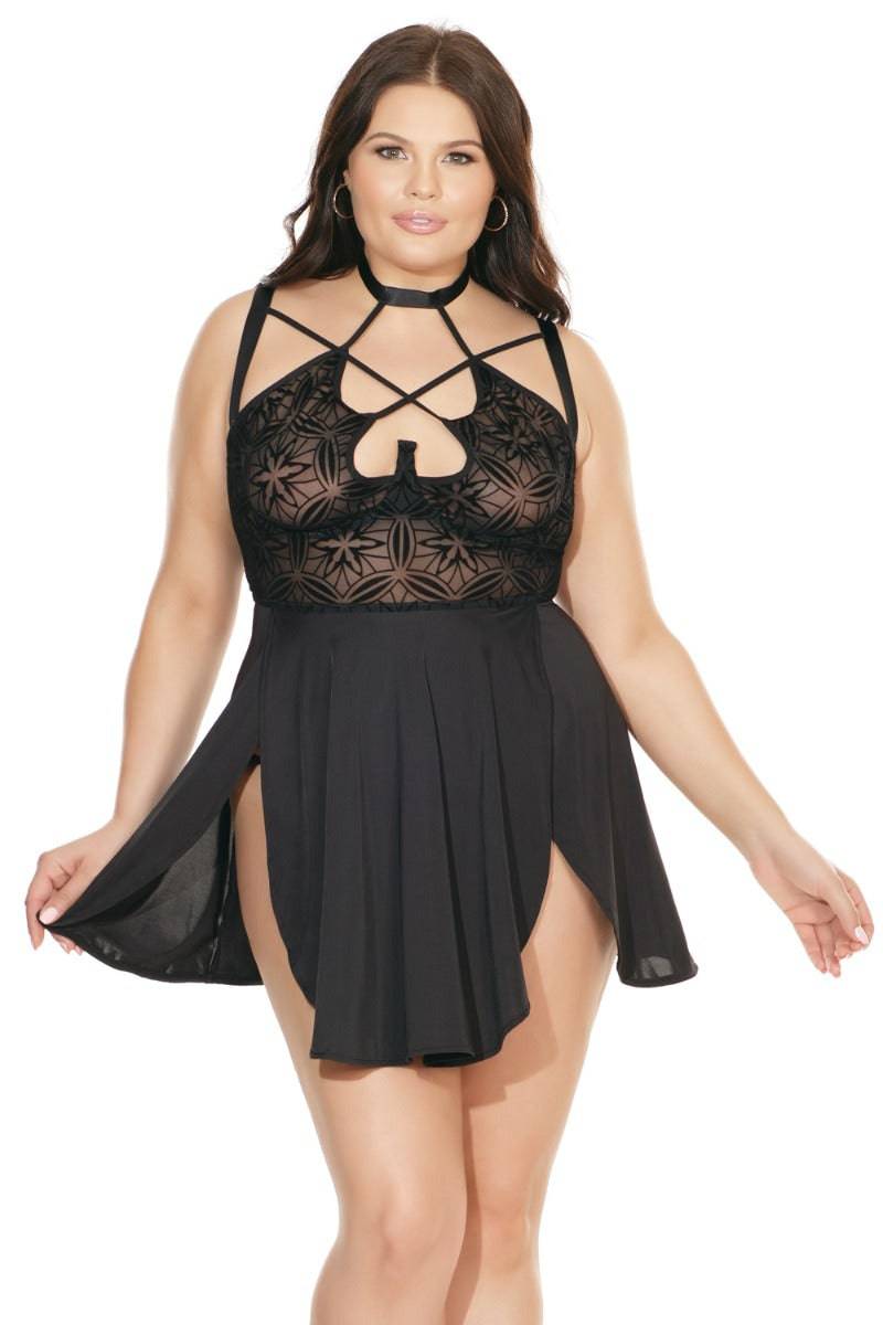 Coquette - 7226 - Babydoll & G-String Set - Black - Stag Shop
