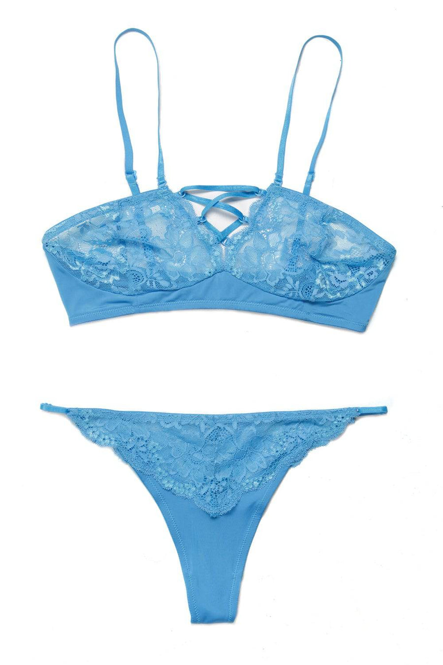 Coquette - 7233X- Bra & Thong Set - Blue - OSXL - Stag Shop