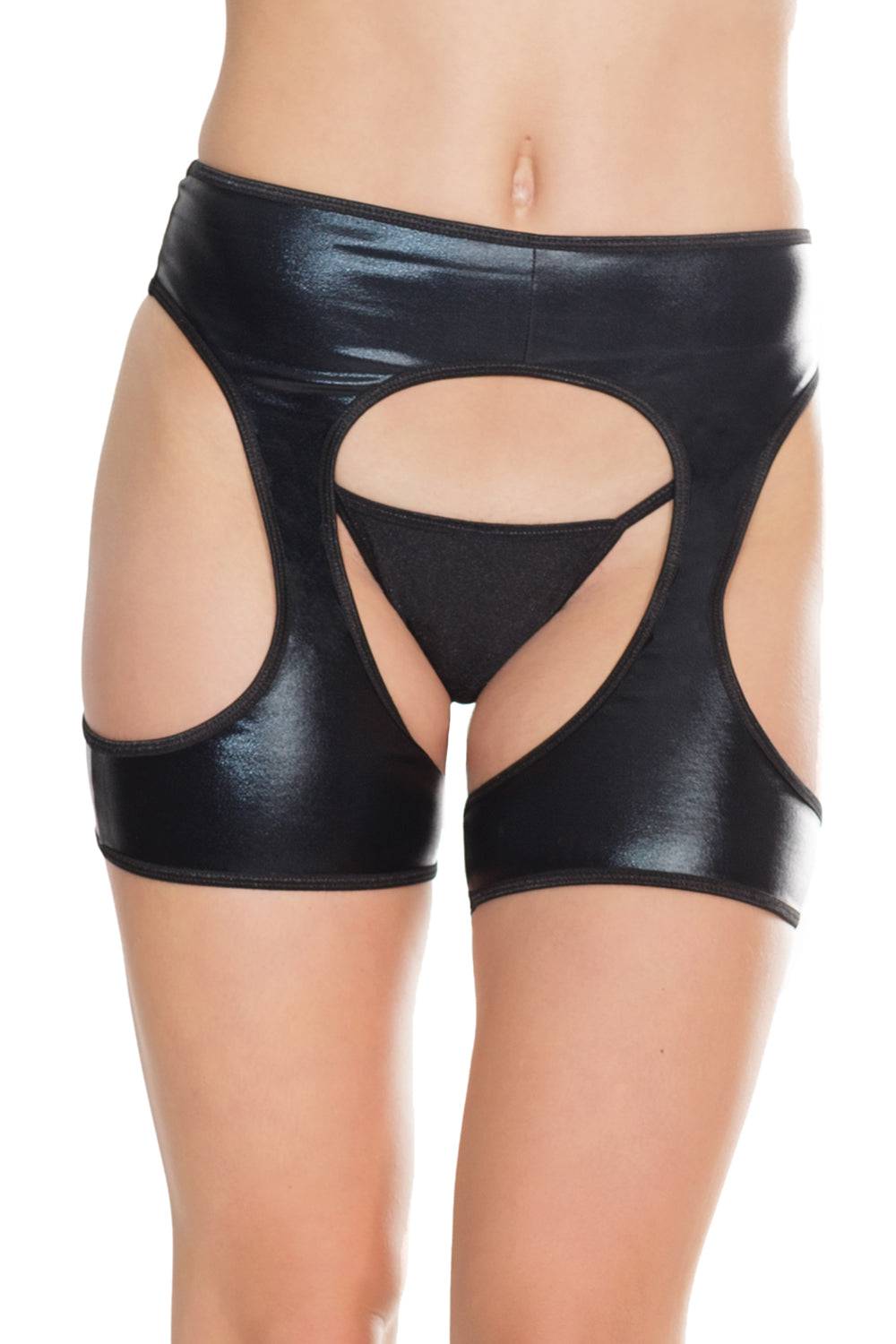 Coquette - 7243 - Wetlook Booty Chaps - Black - OS - Stag Shop