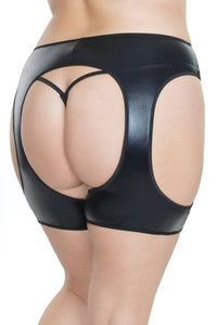 Thumbnail for Coquette - 7243X - Wetlook Booty Chaps - Black - OSXL - Stag Shop