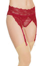 Coquette - 7245 - Lace Crotchless Garter Panty - Merlot - OS - Stag Shop