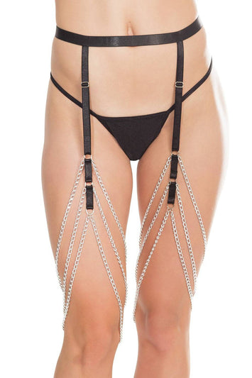 Coquette - 7248 - Chain Garter Belt - Silver/Black - OS - Stag Shop