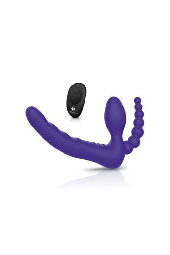 Electric Eel - Pegasus - 7” Remote Control Strapless D.P. Silicone Strap On - Purple - Stag Shop