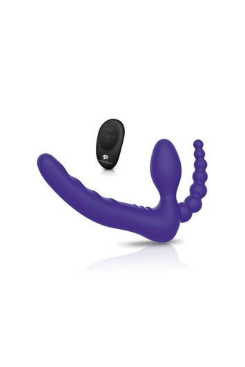 Electric Eel - Pegasus - 7” Remote Control Strapless D.P. Silicone Strap On - Purple - Stag Shop