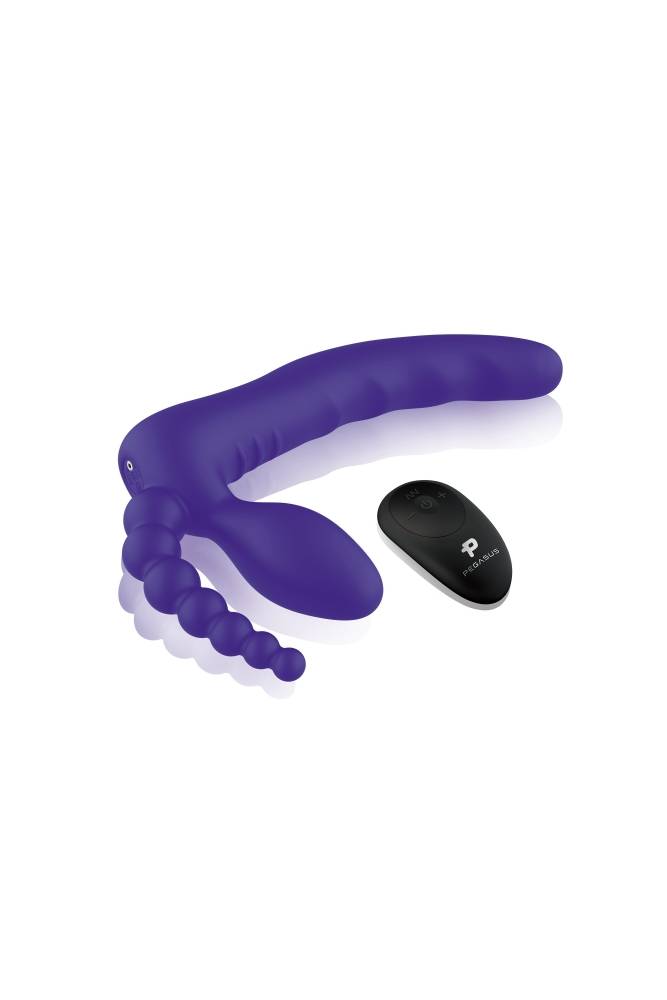 Electric Eel - Pegasus - 7” Remote Control Strapless D.P. Silicone Strap On - Purple - Stag Shop
