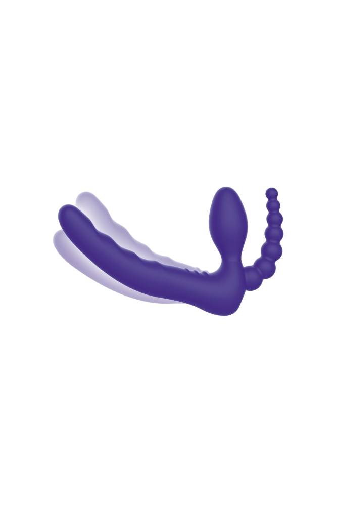 Electric Eel - Pegasus - 7” Remote Control Strapless D.P. Silicone Strap On - Purple - Stag Shop