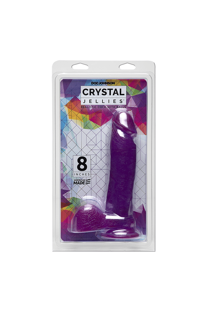 Crystal Jellies by Doc Johnson - 8 Inch Realistic Cock With Balls - Purple - Stag Shop