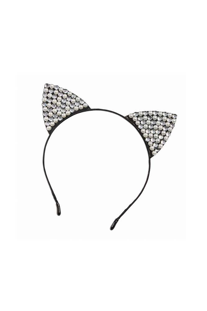 Forum Novelties - Midnight Menagerie Sequined Cat Ears Headband - Black/Silver - Stag Shop