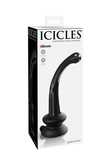 Pipedream - Icicles - No. 87 - Suction Cup Glass Dildo - Black - Stag Shop