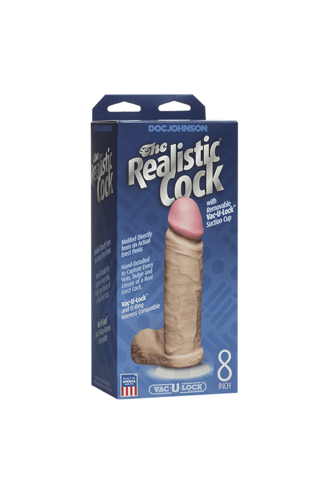 Doc Johnson - The Realistic Cock - 8 Inch Dildo w/ Vac-U-Lock Base - Stag Shop