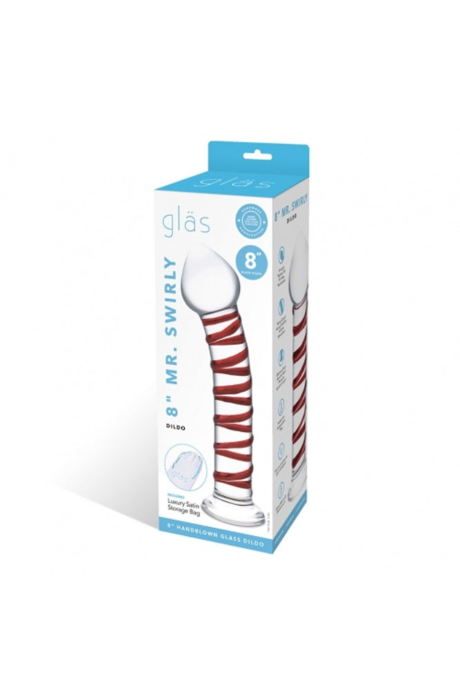 Gläs - 8" Mr. Swirly Glass Dildo - Red/Clear - Stag Shop