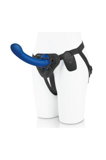 Electric Eel - Pegasus - 8” Remote Control P-Spot Silicone Dildo And Harness - Blue - Stag Shop