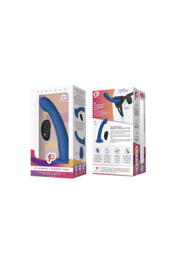 Electric Eel - Pegasus - 8” Remote Control P-Spot Silicone Dildo And Harness - Blue - Stag Shop